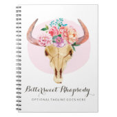 Rustige Bohemen Waterverf van de schedel Blush Flo Notitieboek (Voorkant)