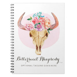 Rustige Bohemen Waterverf van de schedel Blush Flo Notitieboek
