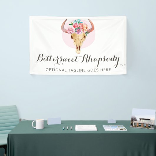 Rustige Bohemen Waterverf van de schedel Blush Flo Spandoek (Beurs)