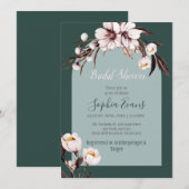 Rustige Bohemen White en Cream Floral Vrijgezellen Kaart (Voorkant / Achterkant)