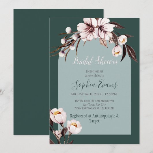 Rustige Bohemen White en Cream Floral Vrijgezellen Kaart (Voorkant / Achterkant)