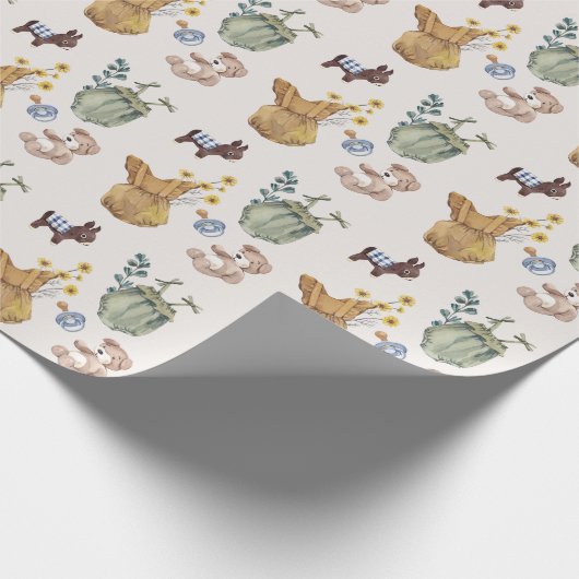 Rustige Bohemiaanse babykleding Genderneutraal Cadeaupapier (Hoek)