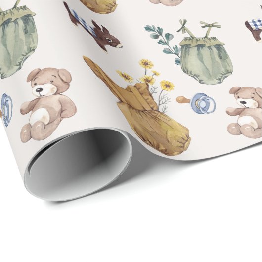 Rustige Bohemiaanse babykleding Genderneutraal Cadeaupapier (Rol Hoek)