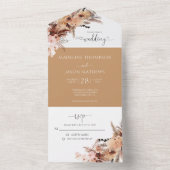 Rustige Bohemian Floral Waterverf Wedding All In One Uitnodiging (Binnen)