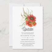 Rustige Bohemian Red Sunflower Wedding Update Kaart (Voorkant)