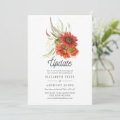 Rustige Bohemian Red Sunflower Wedding Update Kaart (Staand voorkant)