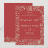 Rustige Bohemian Red Wedding Kaart (Voorkant / Achterkant)