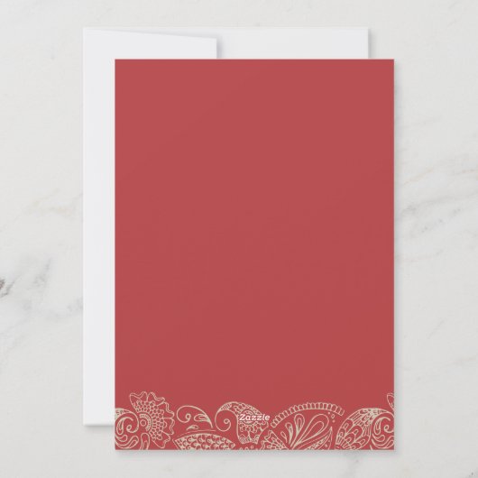 Rustige Bohemian Red Wedding Kaart (Achterkant)