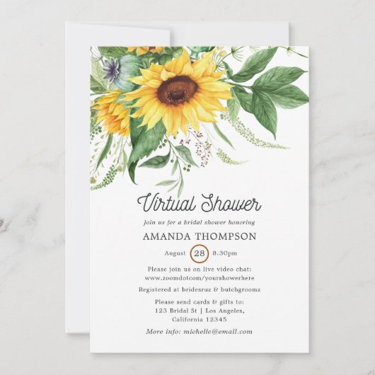 Rustige Bohemian Sunflower Virtual Shower Kaart (Voorkant)