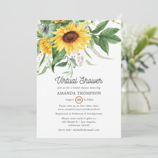 Rustige Bohemian Sunflower Virtual Shower Kaart (Staand voorkant)