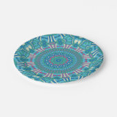 Rustige Bohemische Geometrische Mandala Blue Paars Papieren Bordje (Gekanteld)