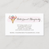 Rustige Bohemische Koe Waterverf van de schedel Visitekaartje (Achterkant)