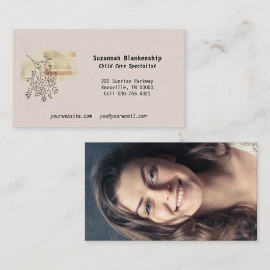 Rustige Boho Art Front Custom Photo Terug Visitekaartje (Voorkant / Achterkant)