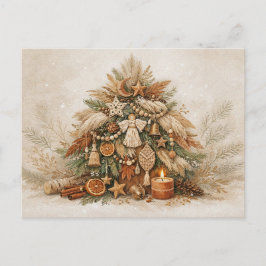 Rustige Boho Kerstboom met Natuurlijke Versieringe Feestdagenkaart