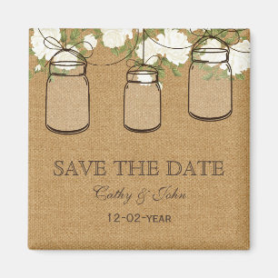 Rustige bolap iory rozen mason jar save the Date Magneet
