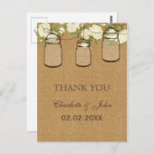 Rustige bolap ivoor rozen mason jars Bedankt Briefkaart (Voorkant / Achterkant)