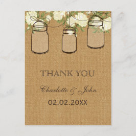 Rustige bolap ivoor rozen mason jars Bedankt Briefkaart