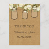 Rustige bolap ivoor rozen mason jars Bedankt Briefkaart (Voorkant)