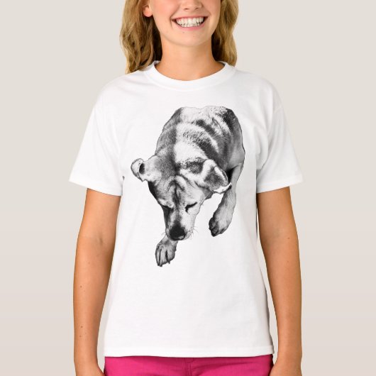 Rustige boog – boven Labrador T-shirt (Voorkant)