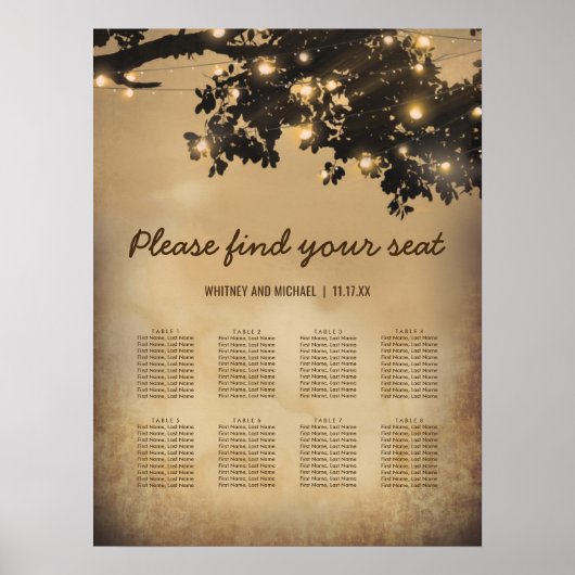 Rustige Boom - 8 Tafel - weddenschapenkaart Poster (Voorkant)