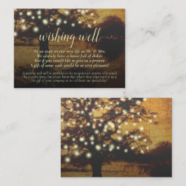 Rustige boom en lights Wedding Wishing Well Informatiekaartje