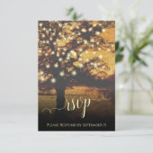 Rustige boom en Nachtelijke bruiloft van Lichten RSVP Kaartje (Staand voorkant)