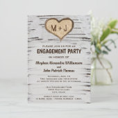 Rustige Boom Heart Initialen Engagement Party Kaart (Staand voorkant)