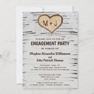 Rustige Boom Heart Initialen Engagement Party Kaart