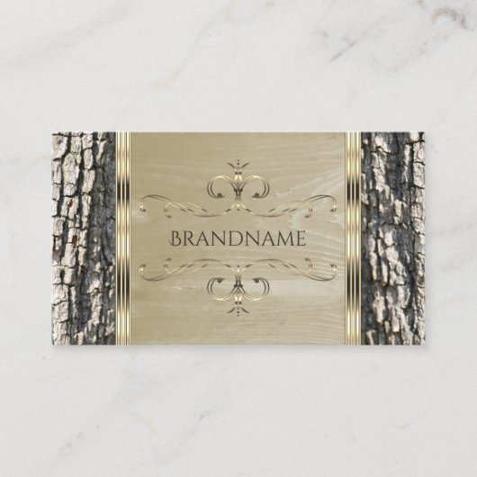 Rustige Boom - Houtkorrel en gouden grens Visitekaartje (Voorkant)