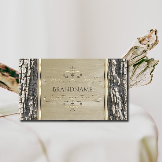 Rustige Boom - Houtkorrel en gouden grens Visitekaartje