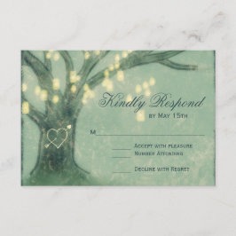 Rustige Boom Mason Jar Lights Wedding RSVP-kaart RSVP Kaartje