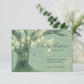 Rustige Boom Mason Jar Lights Wedding RSVP-kaart RSVP Kaartje (Staand voorkant)