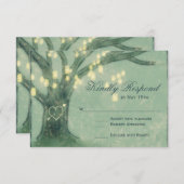 Rustige Boom Mason Jar Lights Wedding RSVP-kaart RSVP Kaartje (Voorkant / Achterkant)