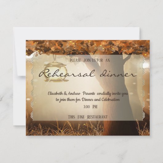  Rustige Boom repetitief Dinner Kaart (Voorkant)