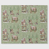 Rustige boomgaarden met groene sneeuwbomen cadeaupapier (Vlak)