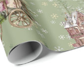 Rustige boomgaarden met groene sneeuwbomen cadeaupapier (Rol Hoek)