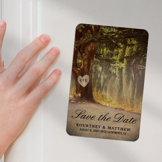 Rustige boommeer sparen de datum magneet