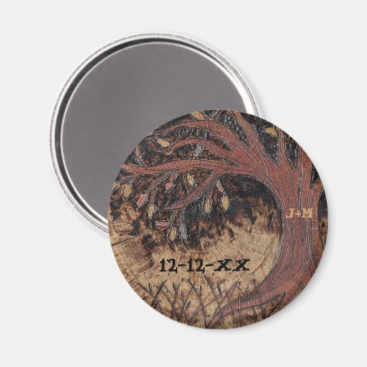 Rustige boompyrografie bespaart de datum-weddensch magneet (Voorkant / Achterkant)