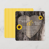 Rustige boomschors Heart en Sunflower Wedding Kaart (Voorkant / Achterkant)