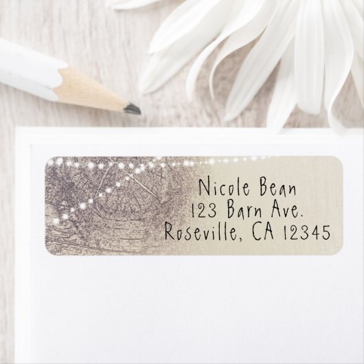 Rustige boomschors Land Barn Minimal Wedding Etiket (Insitu)