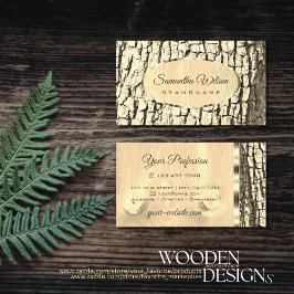 Rustige boomschors Licht Hout Grijze goudrand Visitekaartje