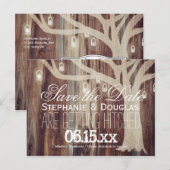 Rustige boomverlichting Hout Sparen de Briefkaarte Aankondigingskaart (Voorkant / Achterkant)