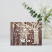 Rustige boomverlichting Hout Sparen de Briefkaarte Aankondigingskaart (Staand voorkant)