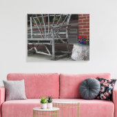 Rustige boomvertakkbank en bloemen canvas afdruk (Insitu (Woonkamer))