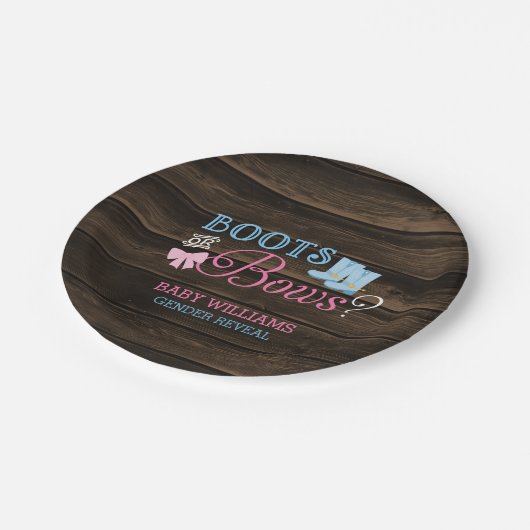 Rustige Boots of bows Gender onthulling Baby showe Papieren Bordje (Gekanteld)