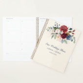 Rustige bordeaux groene bloemige bruiloft planner (Display)