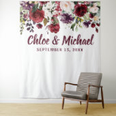 Rustige bordeauxrode fotohokje trouw achtergrond wandkleed (In situ)