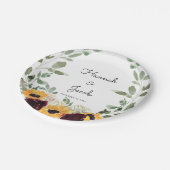 Rustige Borden van zonnebloemen en Rozen voor wedd Papieren Bordje (Gekanteld)