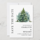 Rustige bos winter bruiloft foto save the date (Voorkant)
