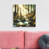 Rustige bosbeek met vintage licht – Canvas Afdruk (Insitu (Woonkamer))